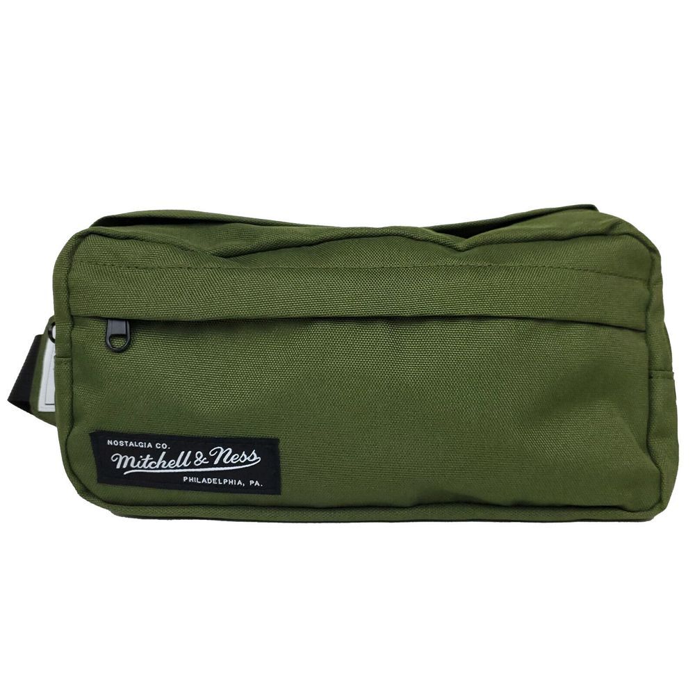 Mitchell & Ness Olive Waist Bum Bag Fanny Pack Nylon Brande Woven Label NWT